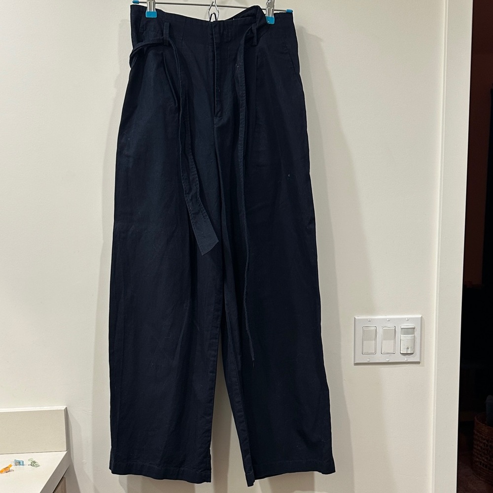Uniqlo linen cotton blend wide leg trousers